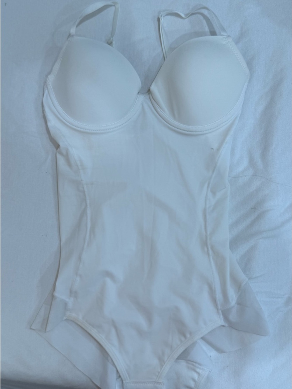 White Shaping Bodysuit with Built-In Cups